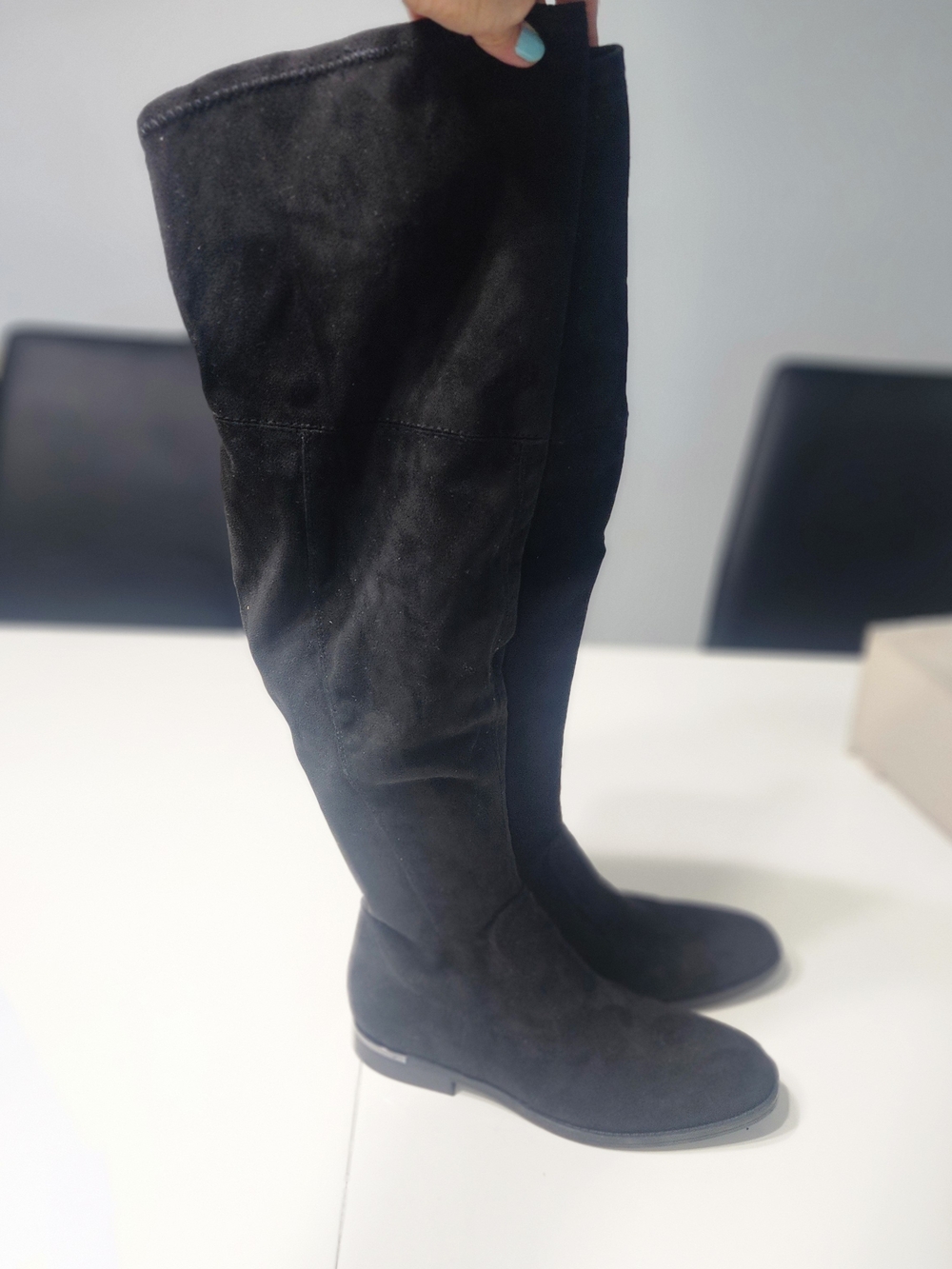 Marc Fisher Black Over-the-Knee Suede Boots with Side Zip New Without Box Size 8